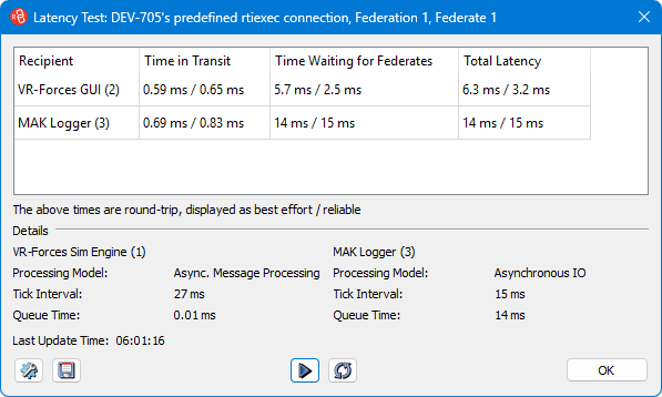 Latency Test window